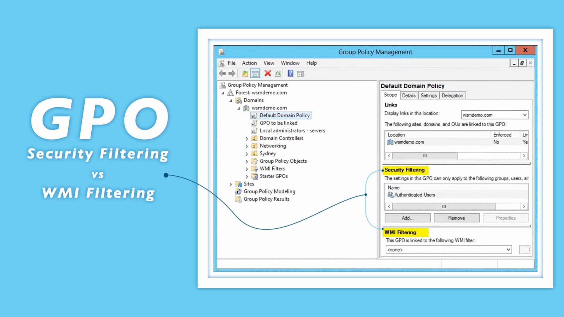 GPO security filtering and WMI filtering