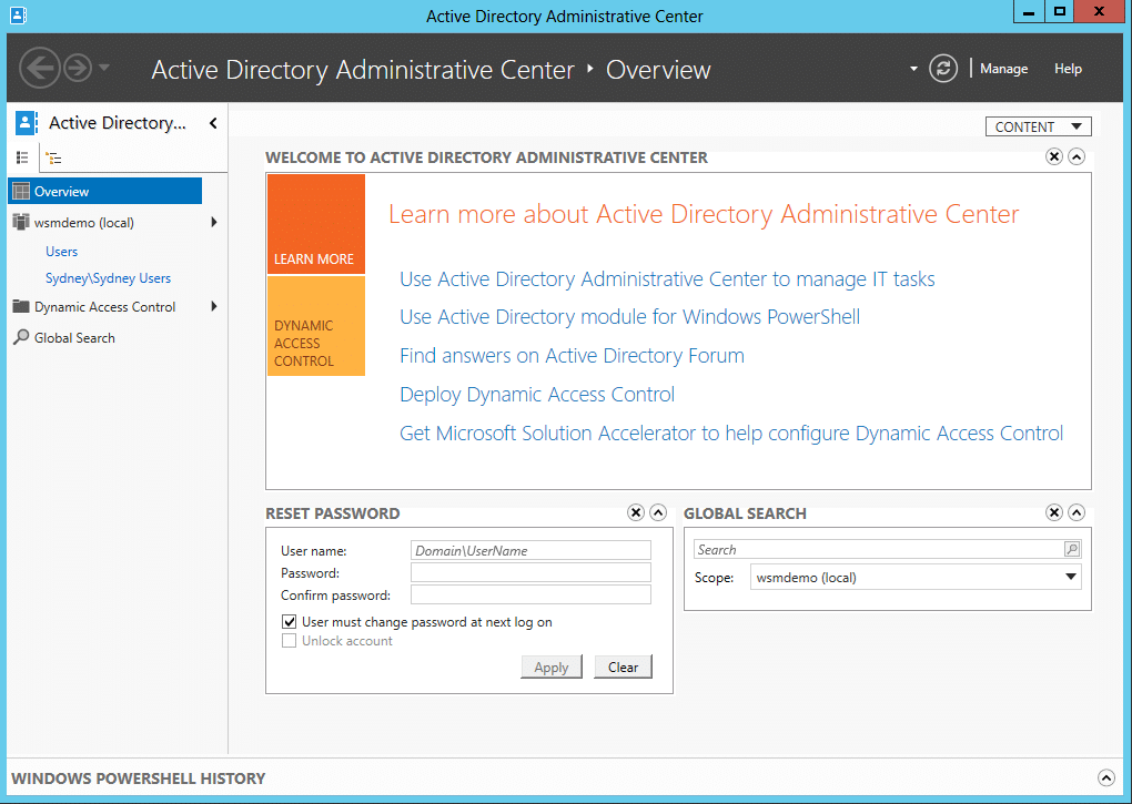 Active Directory Administrative Center dialog box