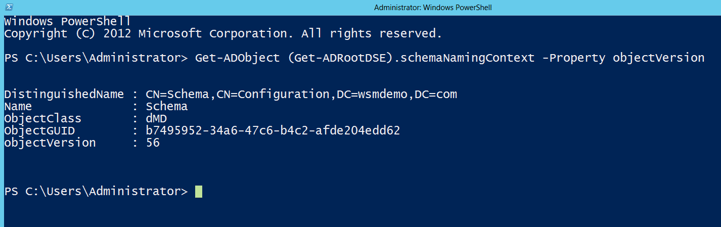 Checking Current AD Schema Version using PowerShell