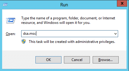 Running dsa.msc to open up ADUC