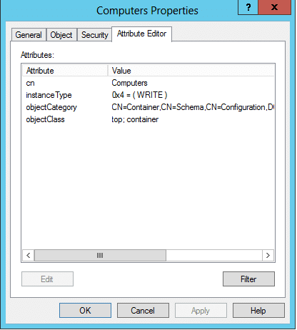 Using the Attribute Editor tab to modify Active Directory Object Attributes