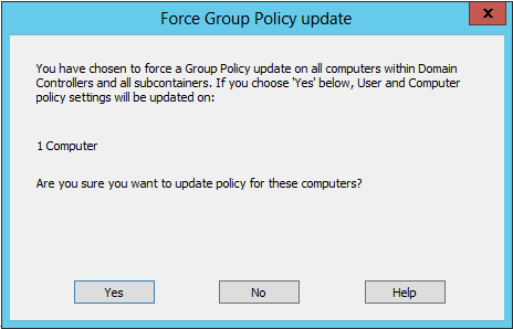 Forcing a Group Policy Object (GPO) using the group policy management wizard in Active Directory