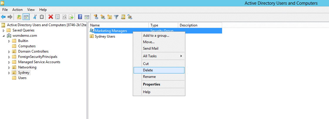 Deleting a Group Object in Active Directory