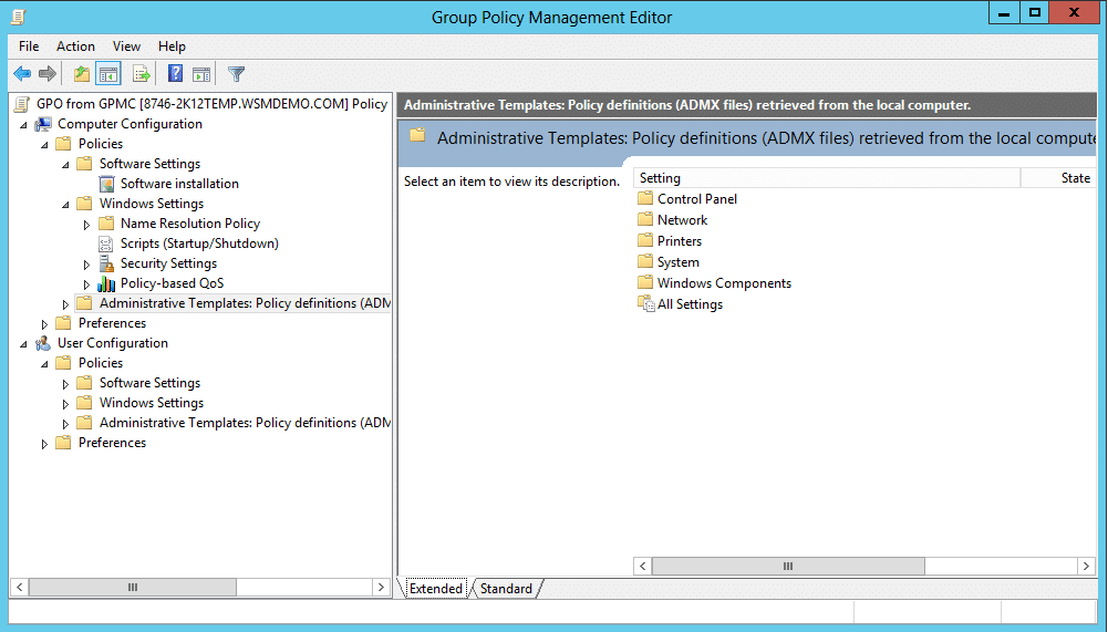 Computer Configuration: Administrative Templates in GPO