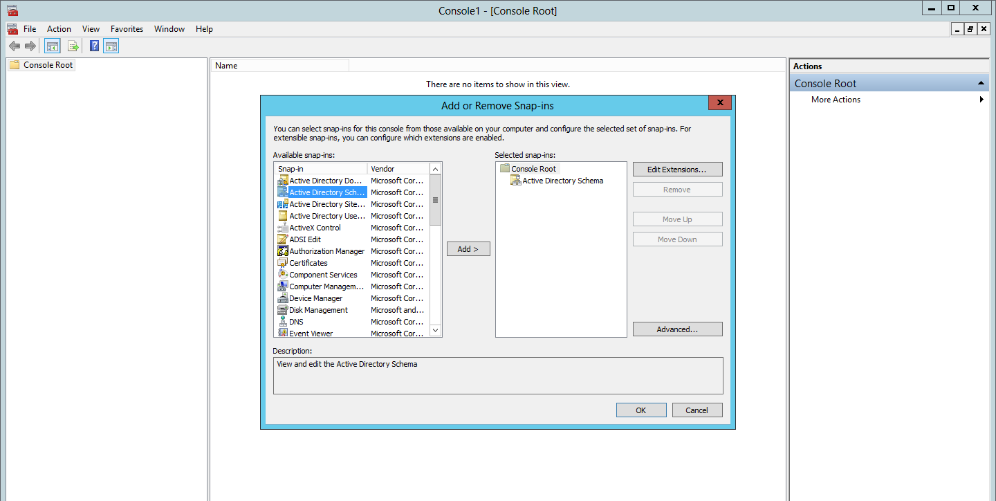 Adding the Active Directory Schema Snap-in for FSMO roles