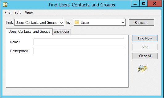 The Find Wizard to locate Active Directory Objects