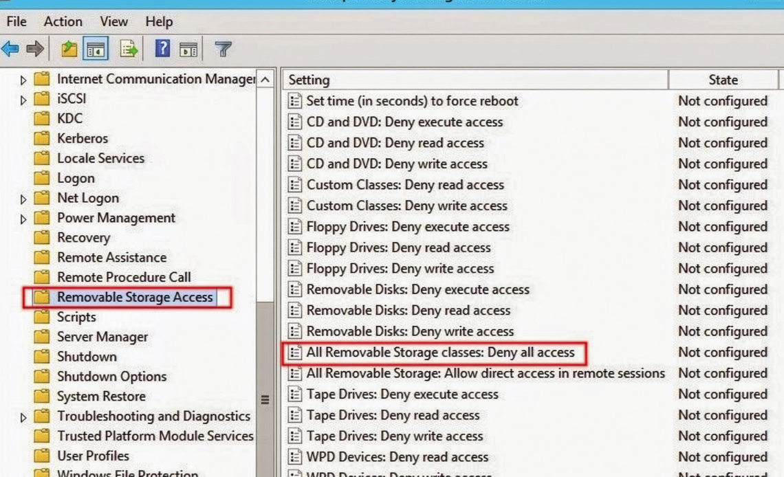 Disabling USB ports using Group Policy